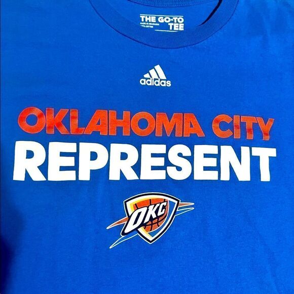 🔥Oklahoma City Thunder REPRESENT Adidas NBA - not Vintage or AOP- PERFECT - Sz - Picture 2 of 4
